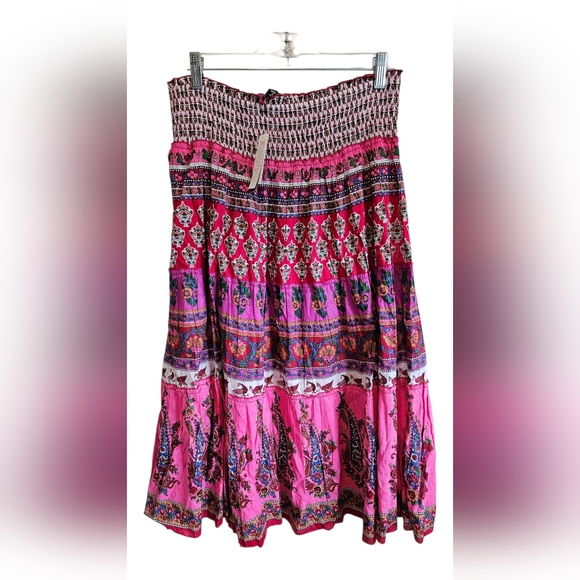 NWT Chaudey KC Bohemian Pink Patterned Skirt Size Large. - Picture 1 of 6